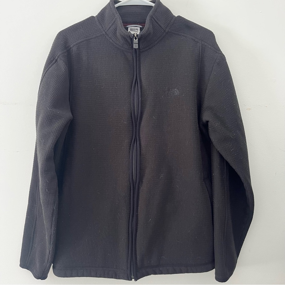 The North Face Men's Black Full-Zip Jacket black grid detail size medium